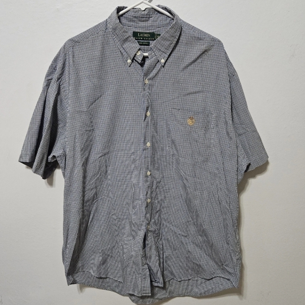 Lauren Ralph Lauren Men's Gray Checkered Button Down Shirt B18